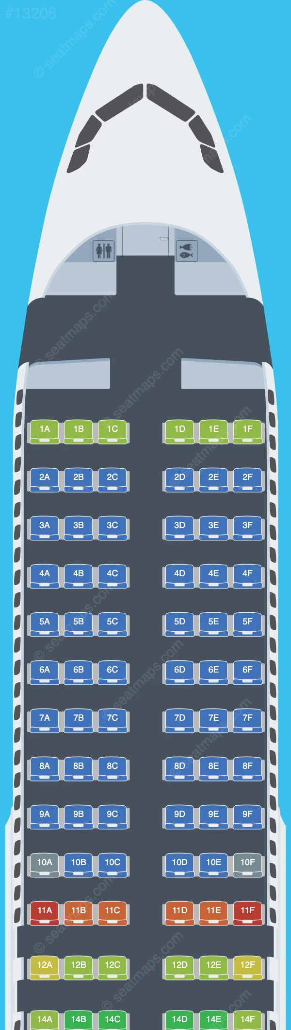 Global Crossing Airlines Airbus A320-200 V.3 seatmap preview