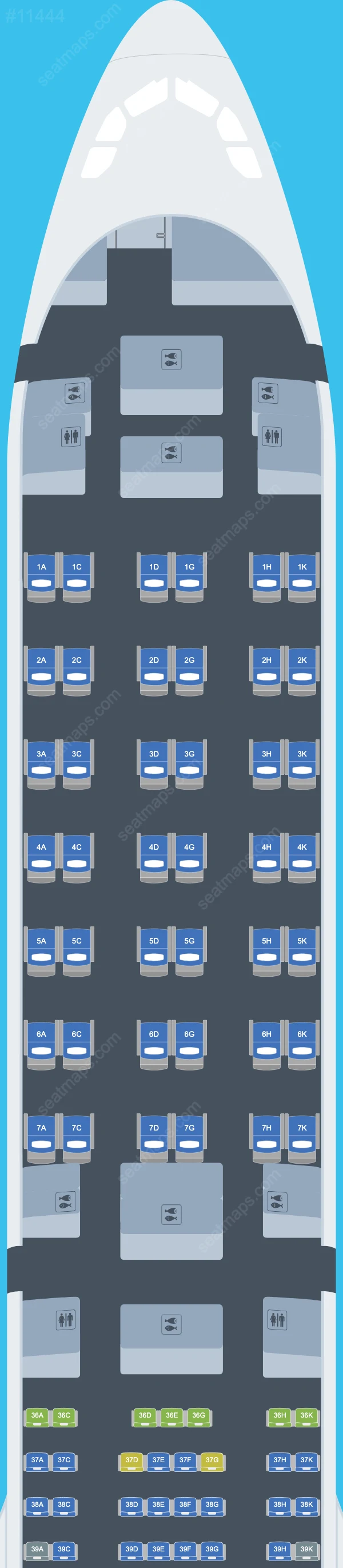 Plans des sièges de l'avion Airbus A340 de USC A340-600