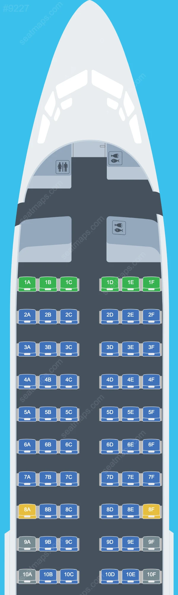 Схема салона Jonika Airlines в самолете Boeing 737 737-300