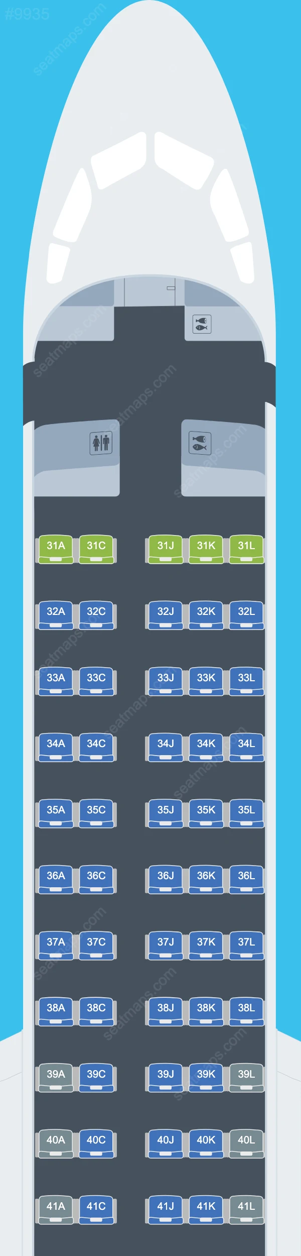Схема салона OTT Airlines в самолете COMAC ARJ21 ARJ21-700