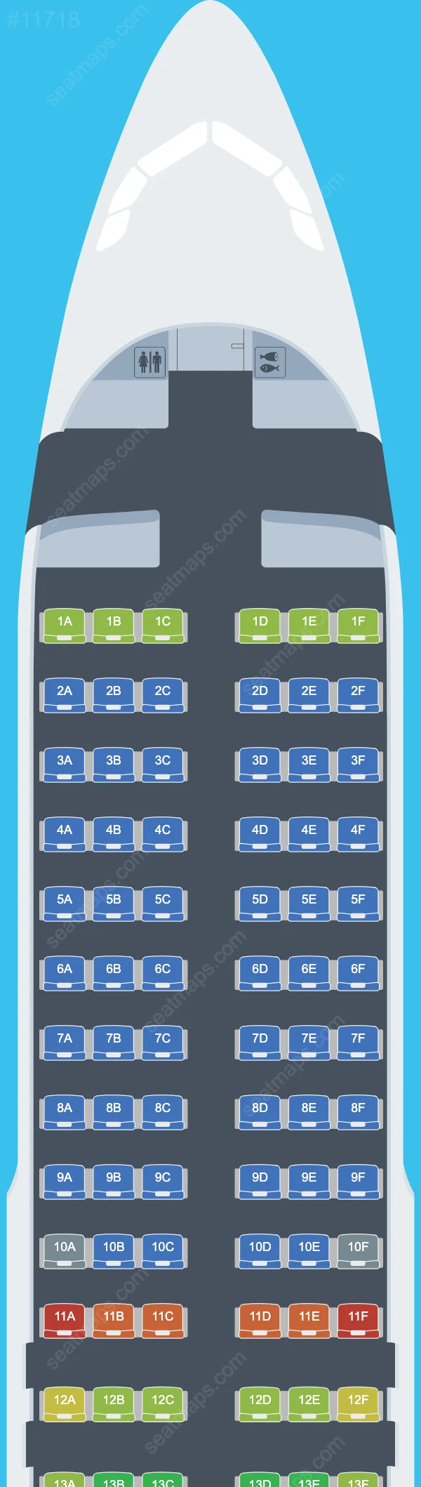 Plans des sièges de l'avion Airbus A320 de KM Malta Airlines A320-200