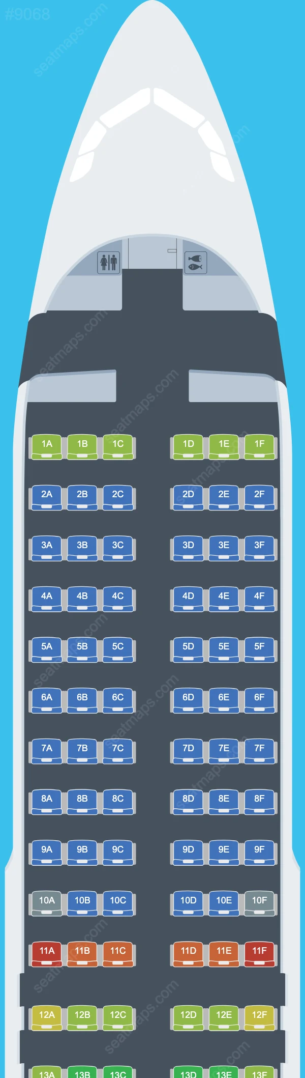 Tianjin Airlines Airbus A320-200neo V.2 seatmap preview
