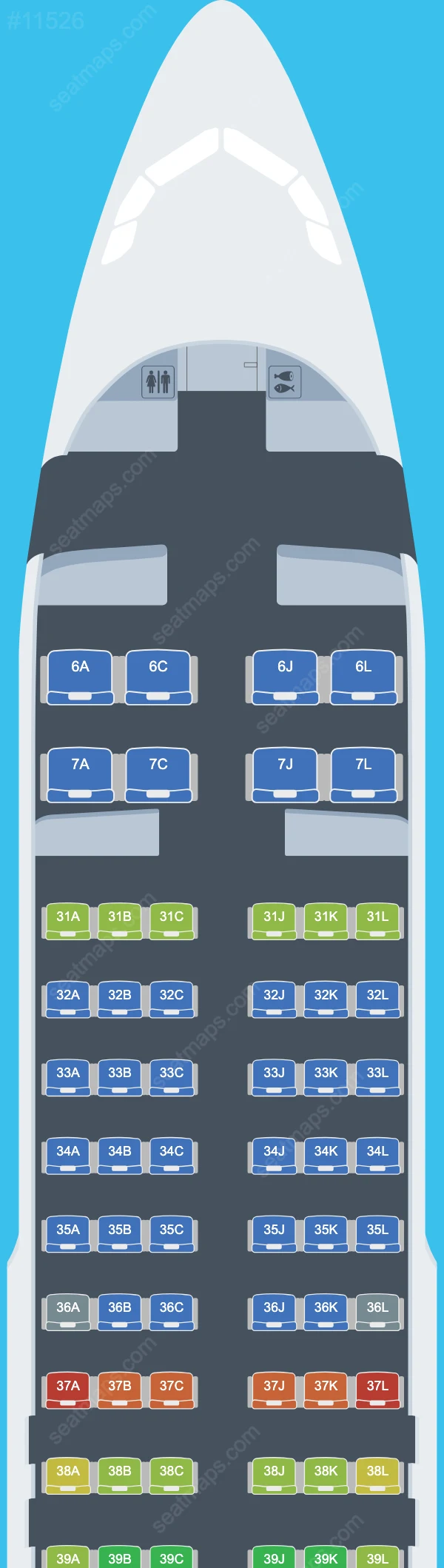 China Eastern Airbus A320-200neo V.1 seatmap mobile preview