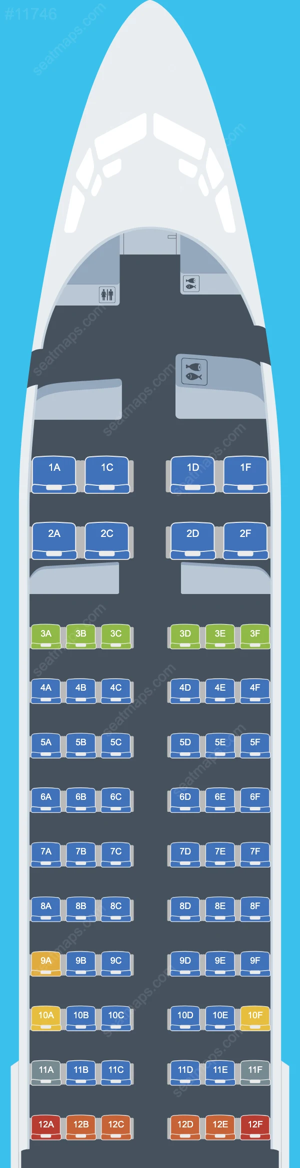 Plans des sièges de l'avion Boeing 737-800 de Joy Air 737-800 V.1