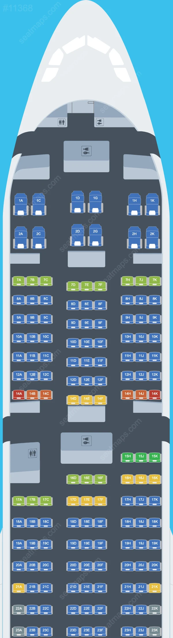 Plans des sièges de l'avion Airbus A330-300 de Air Transat A330-300 V.3