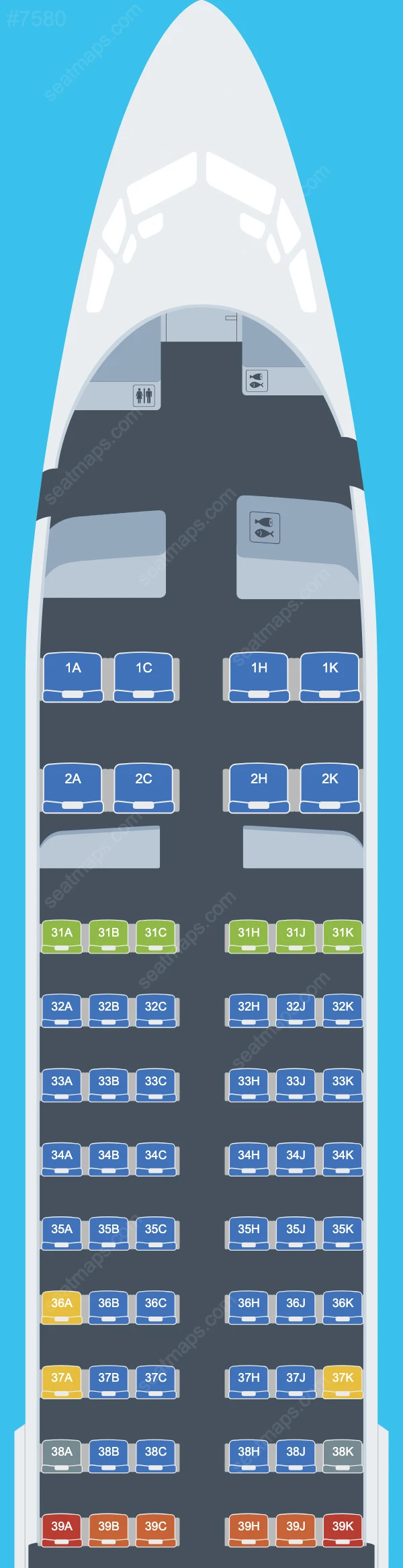 Plans des sièges de l'avion Boeing 737-800 de Suparna Airlines 737-800 V.1