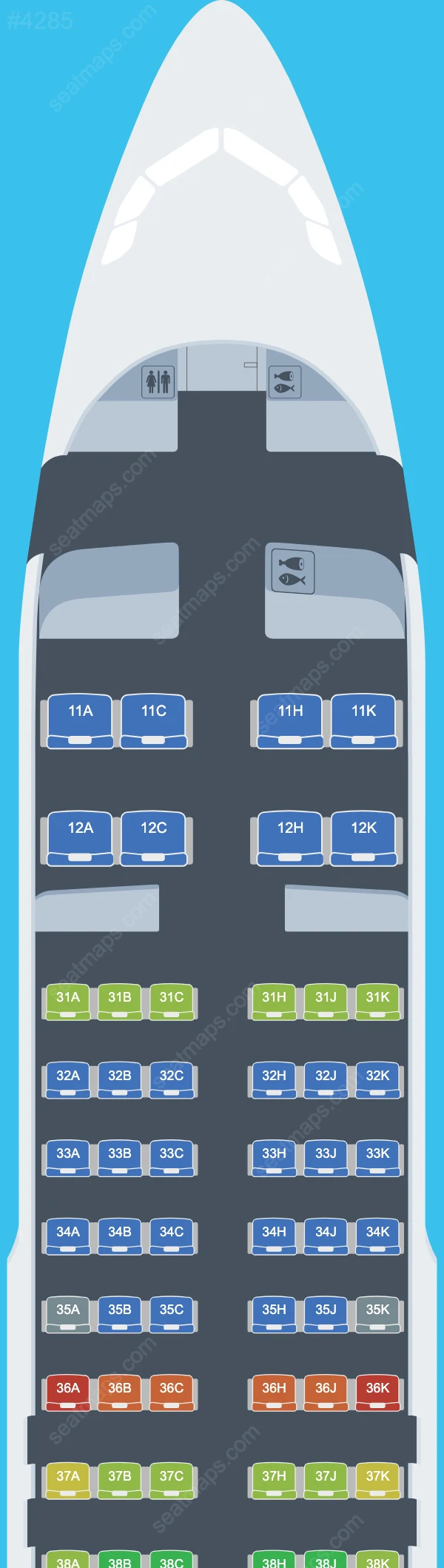 Схема салона Hong Kong Airlines в самолете Airbus A320 A320-200 V.1