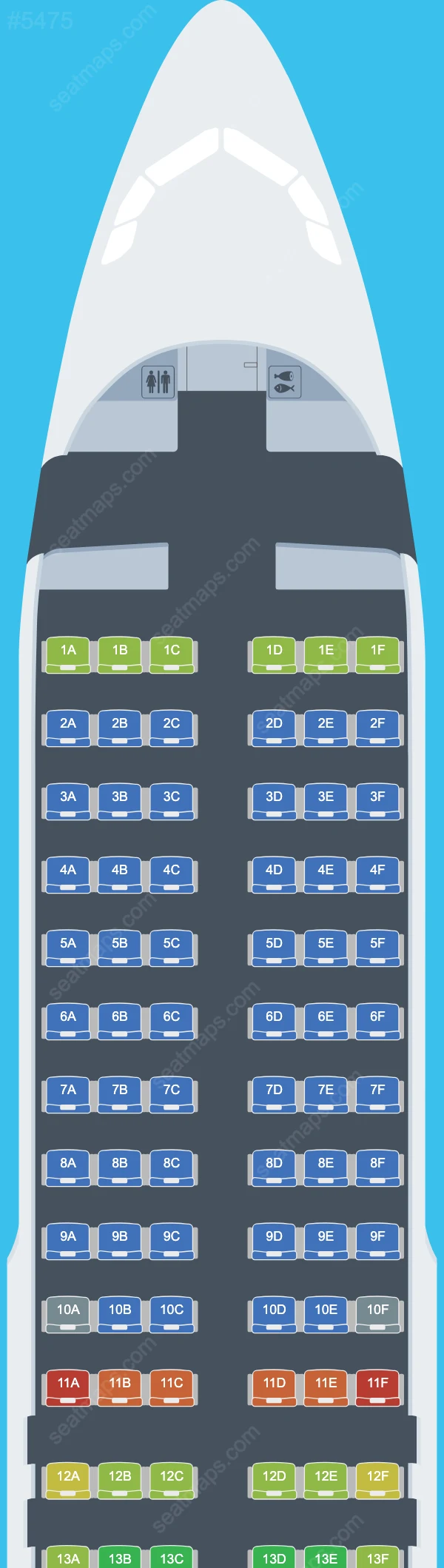 Plans des sièges de l'avion Airbus A320 de easyJet UK A320-200 V.1
