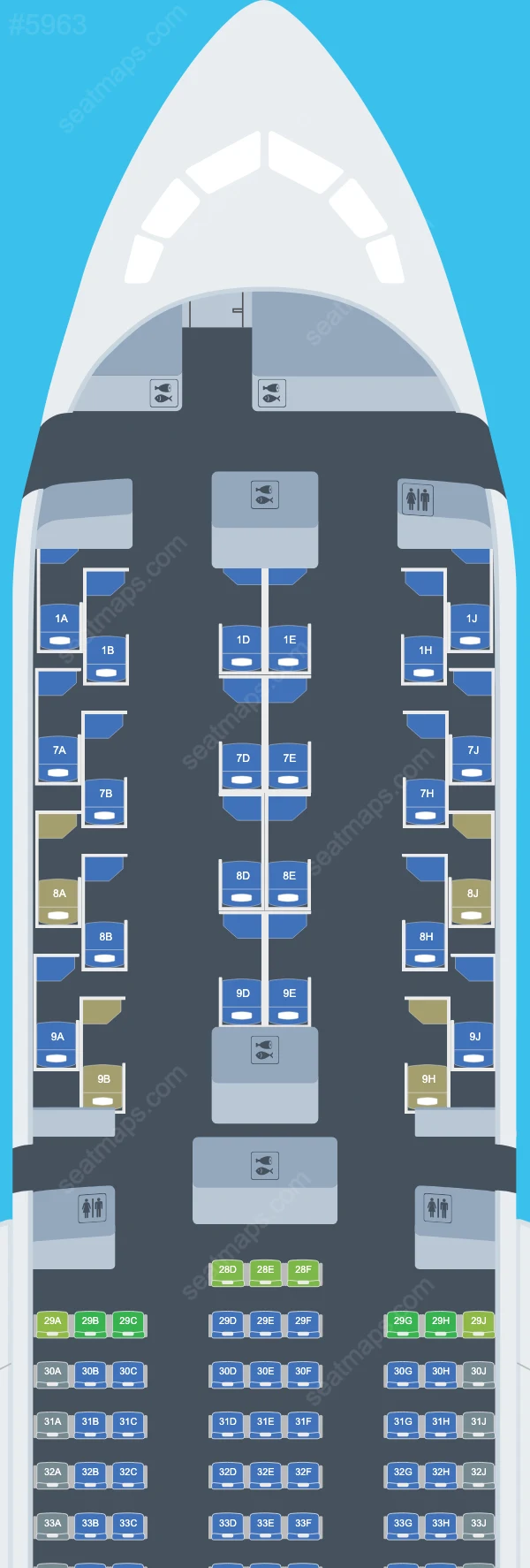 Korean Air Boeing 787 Seat Maps 787-9