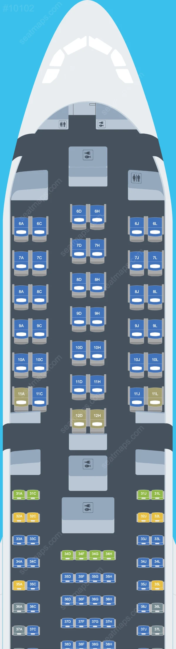 China Eastern Airbus A330-300 seatmap preview