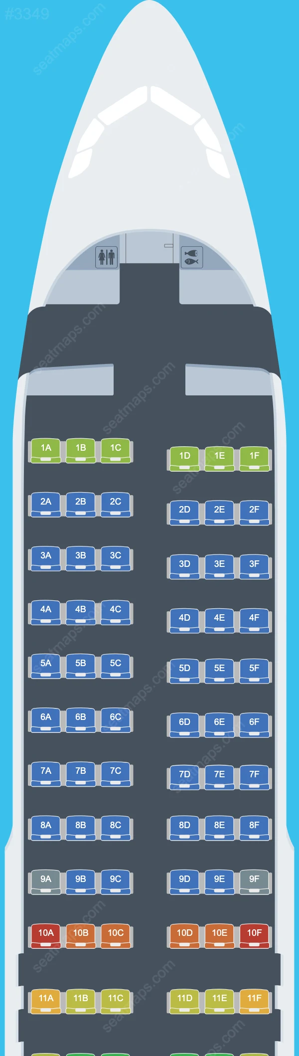 Схема салона Virgin Australia Regional в самолете Airbus A320 A320-200 V.1