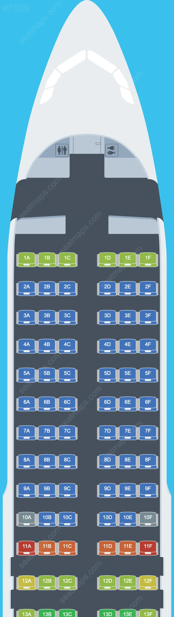 Go First Airbus A320 Seat Maps A320-200