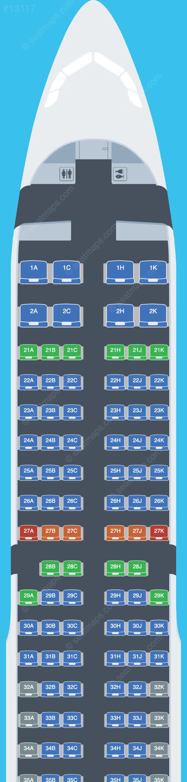 Sun PhuQuoc Airways Airbus A321-200 V.1 seatmap preview