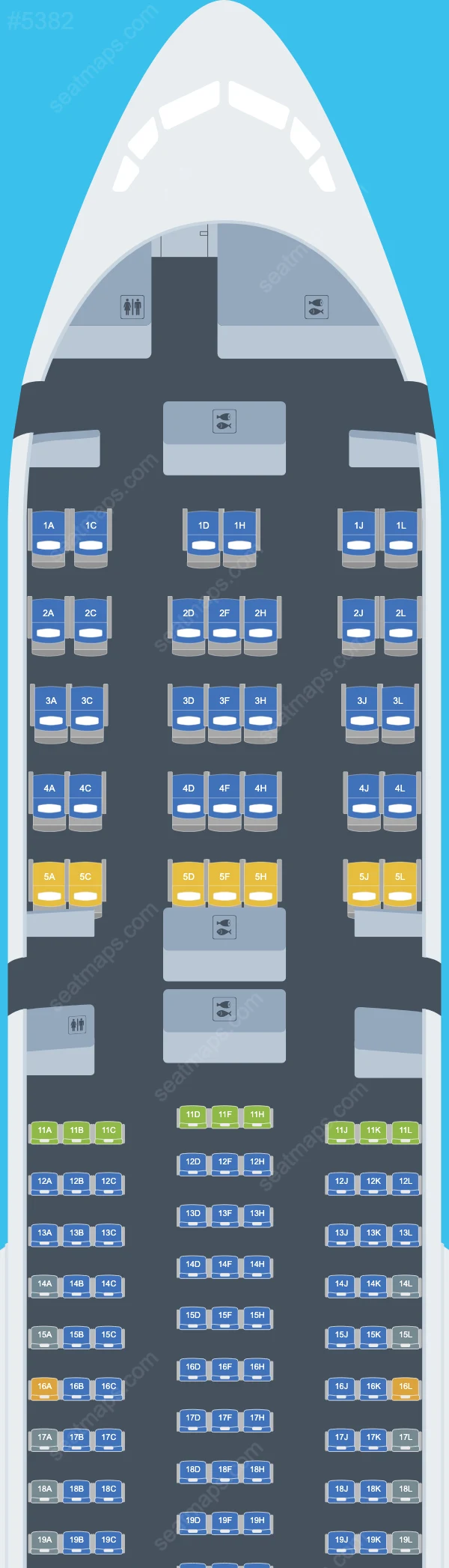 Схема салона Ethiopian Airlines в самолете Boeing 777 777-200 LR V.2