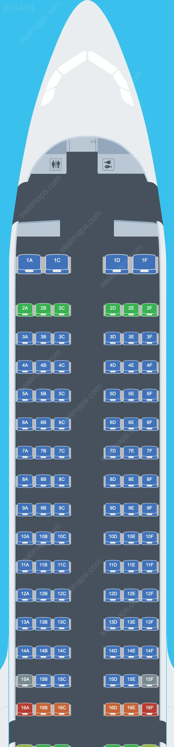 Схема салона SalamAir в самолете Airbus A321 A321-200neo