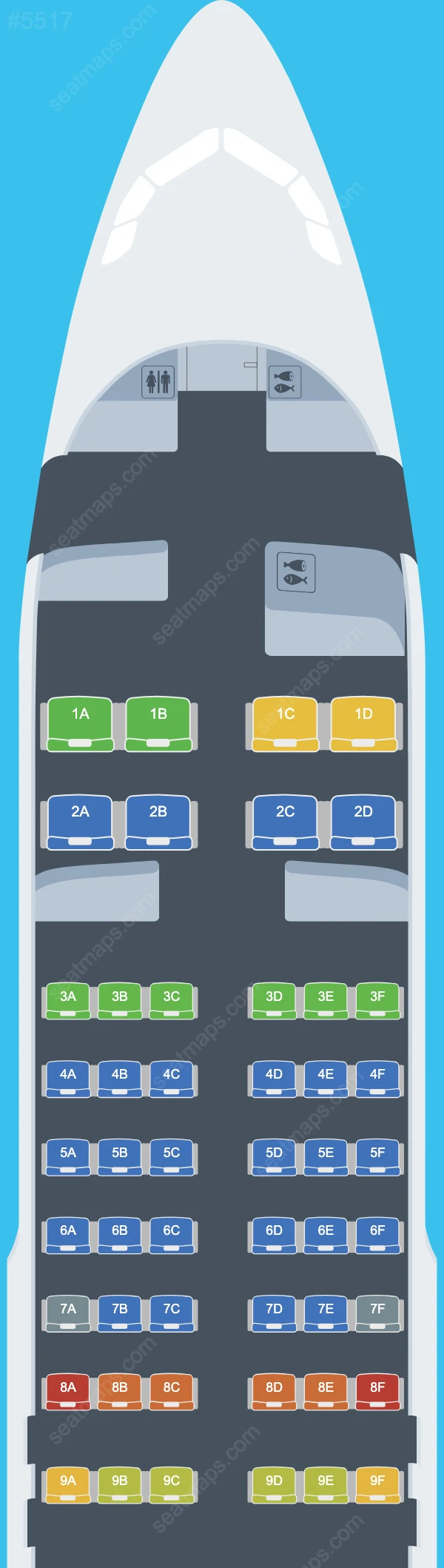 Схема салона Beijing Capital Airlines в самолете Airbus A320 A320-200 V.3