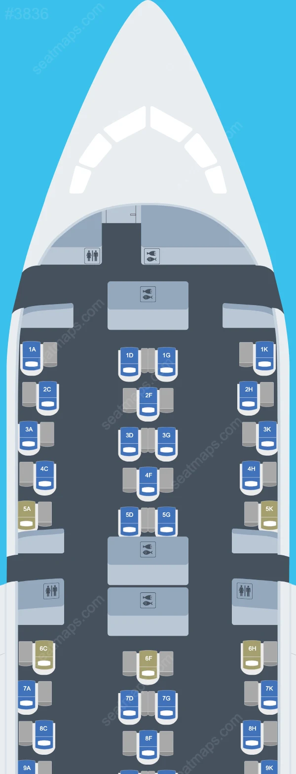 ANA (All Nippon Airways) Boeing 787 Seat Maps 787-8 V.3