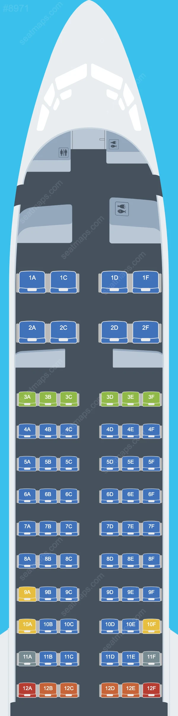Схема салона S7 Airlines в самолете Boeing 737 MAX 8 737 MAX 8