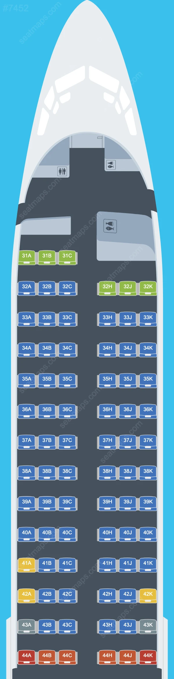 Plans des sièges de l'avion Boeing 737-800 de Fuzhou Airlines 737-800 V.1