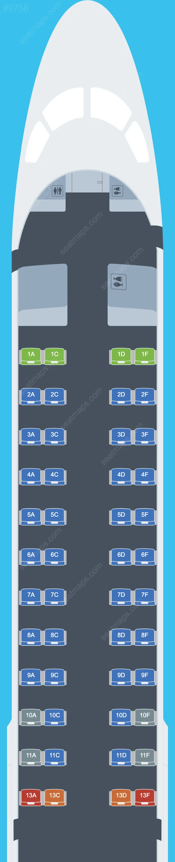 Ukraine International Airlines Embraer E195 Seat Maps E195