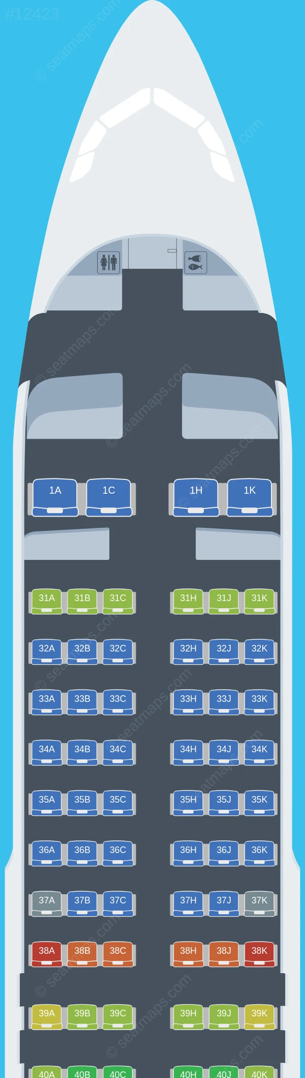 Hainan Airlines Airbus A320neo seatmap preview