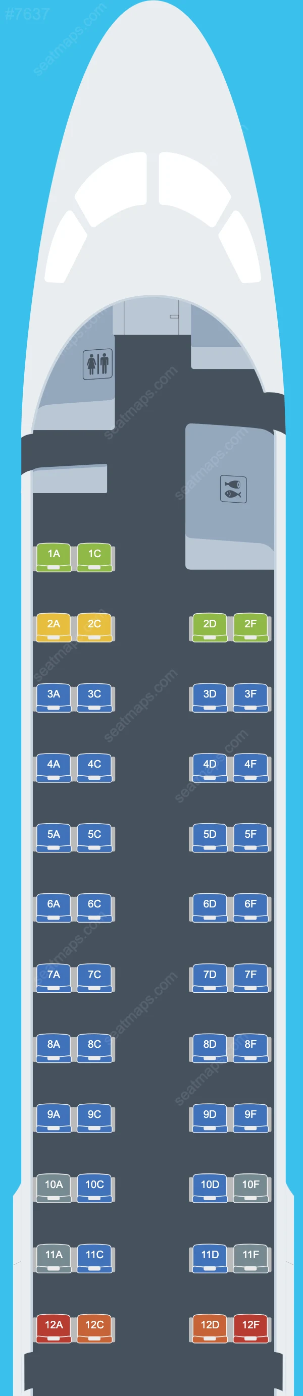 Plans des sièges de l'avion Embraer E190 de GX Airlines E190