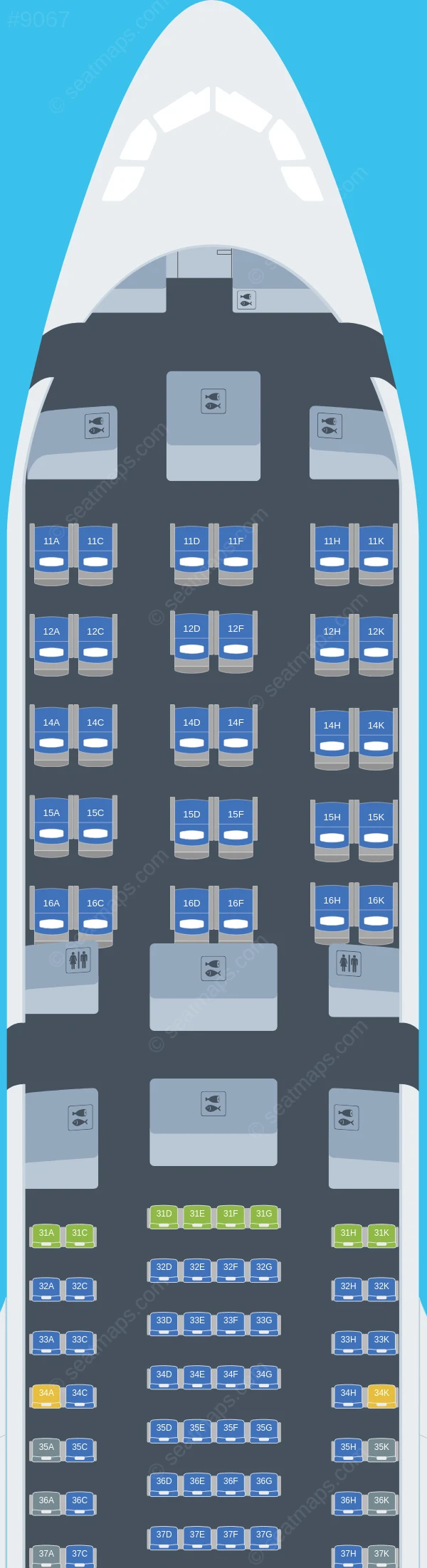 Thai AirAsia X Airbus A330-300 V.4 seatmap preview