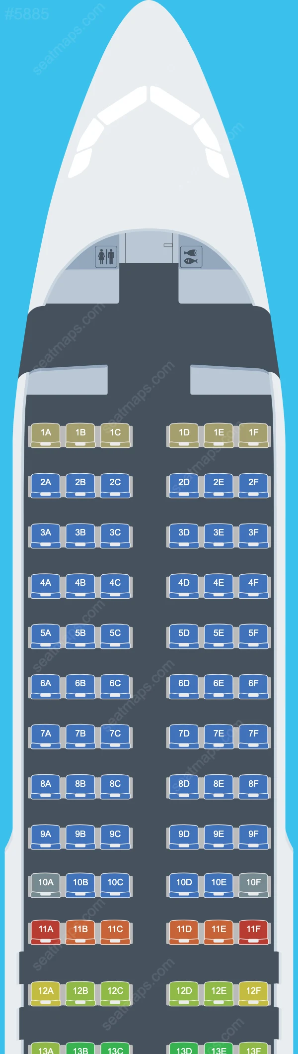 Схема салона LATAM Airlines Brasil в самолете Airbus A320 A320-200neo V.1