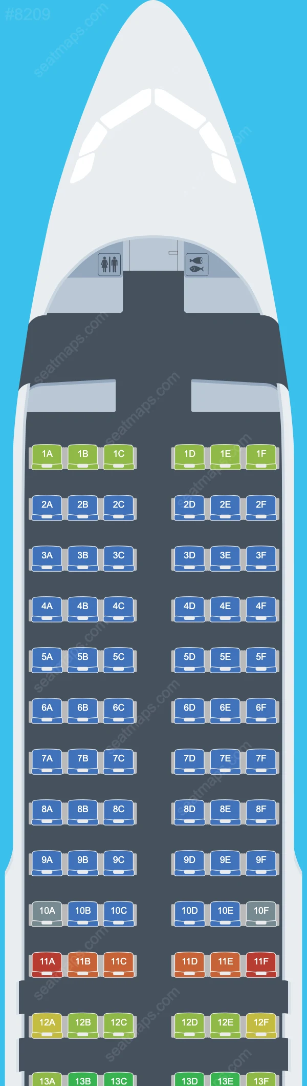 LongJiang Airlines Airbus A320-200 V.1 seatmap mobile preview