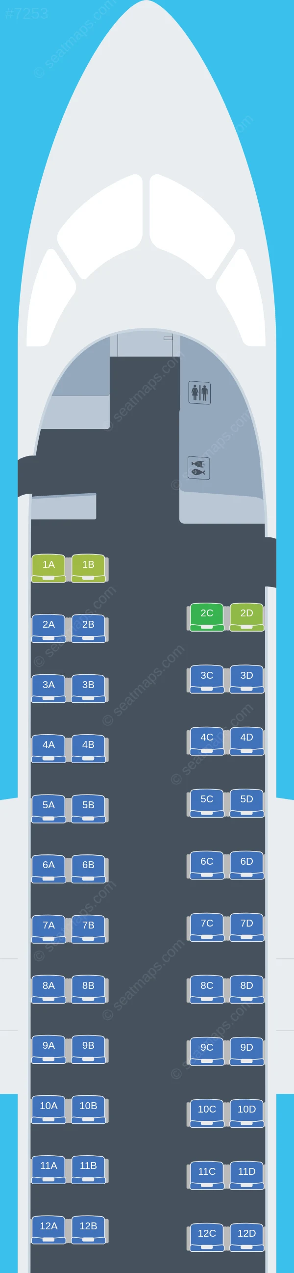 Azores Airlines De Havilland Q400 seatmap preview