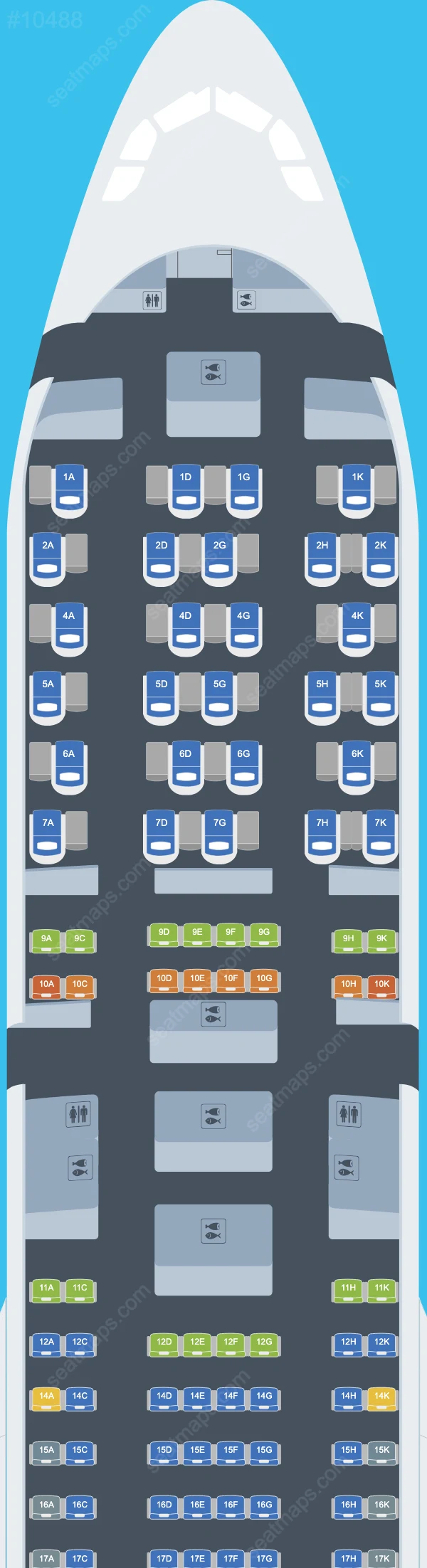 Malaysia Airlines Airbus A330-300 seatmap mobile preview