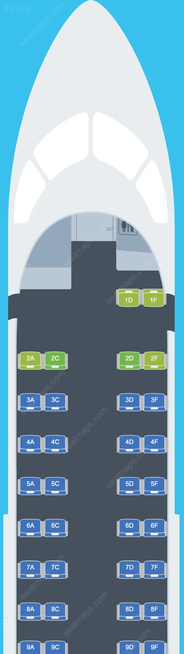 Схема салона PAL Airlines (Canada) в самолете Bombardier Q300 Q300
