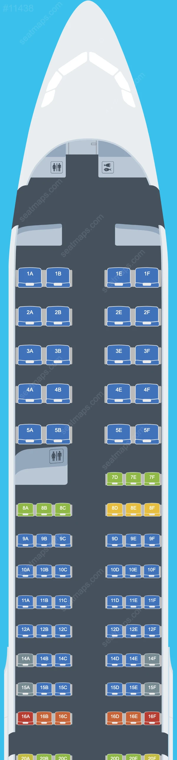 Plans des sièges de l'avion Airbus A321neo de United A321neo