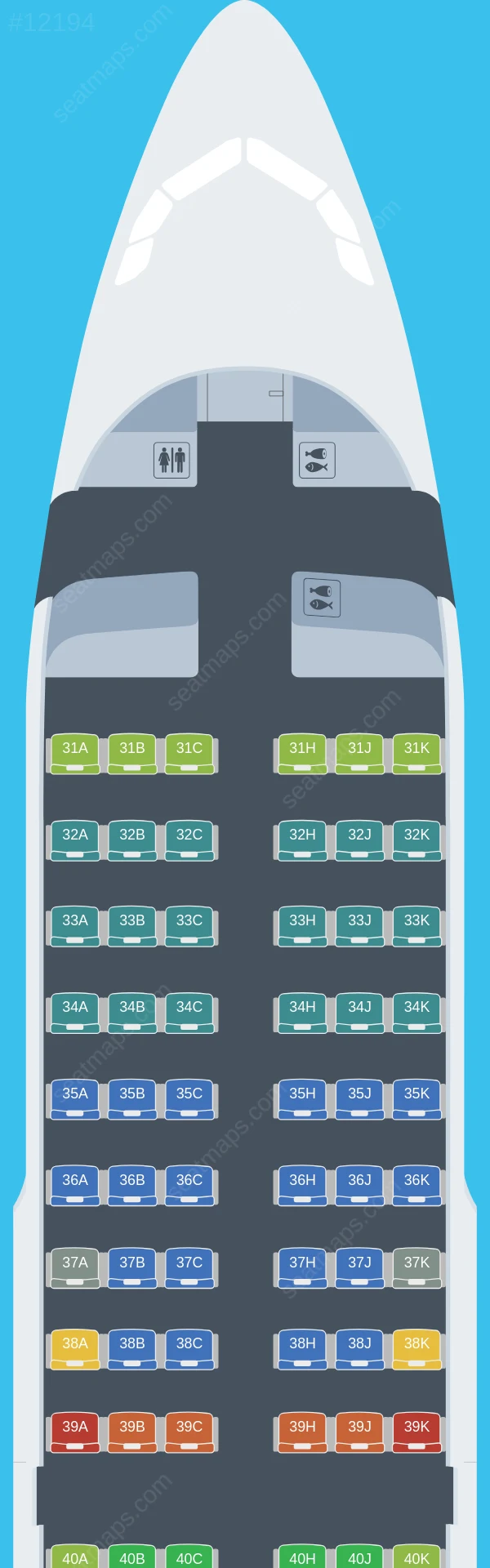 Chongqing Airlines Airbus A319-100 seatmap preview