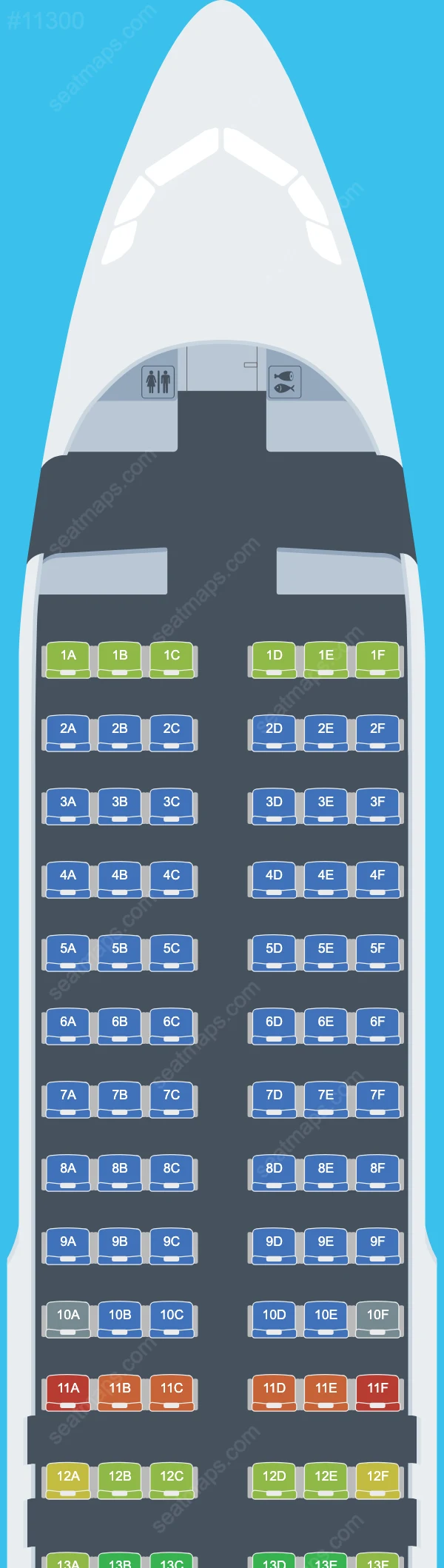 Plans des sièges de l'avion Airbus A320 de LEAV Aviation A320-200
