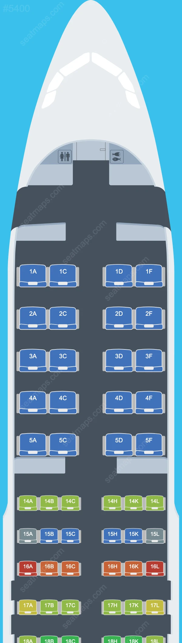 Схема салона AZAL Azerbaijan Airlines в самолете Airbus A320 A320-200 V.2