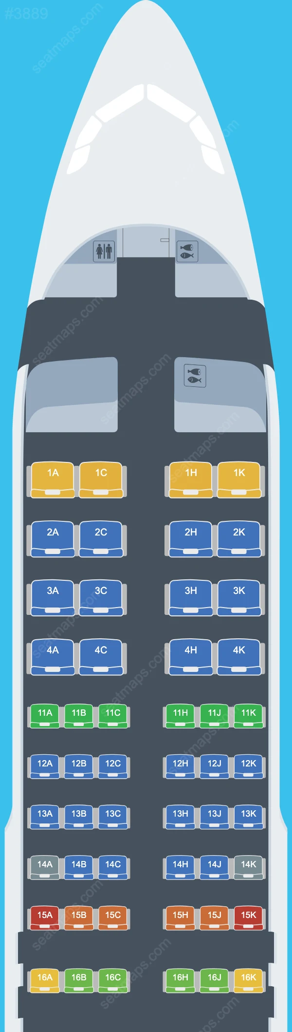 Схема салона Air Astana в самолете Airbus A320 A320-200 V.2