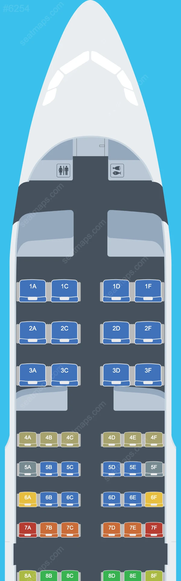 Tunisair Airbus A319 Seat Maps A319-100 V.1