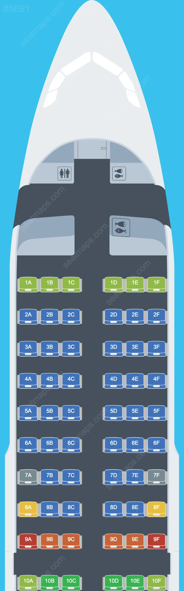 Схема салона British Airways в самолете Airbus A319 A319-100 V.2