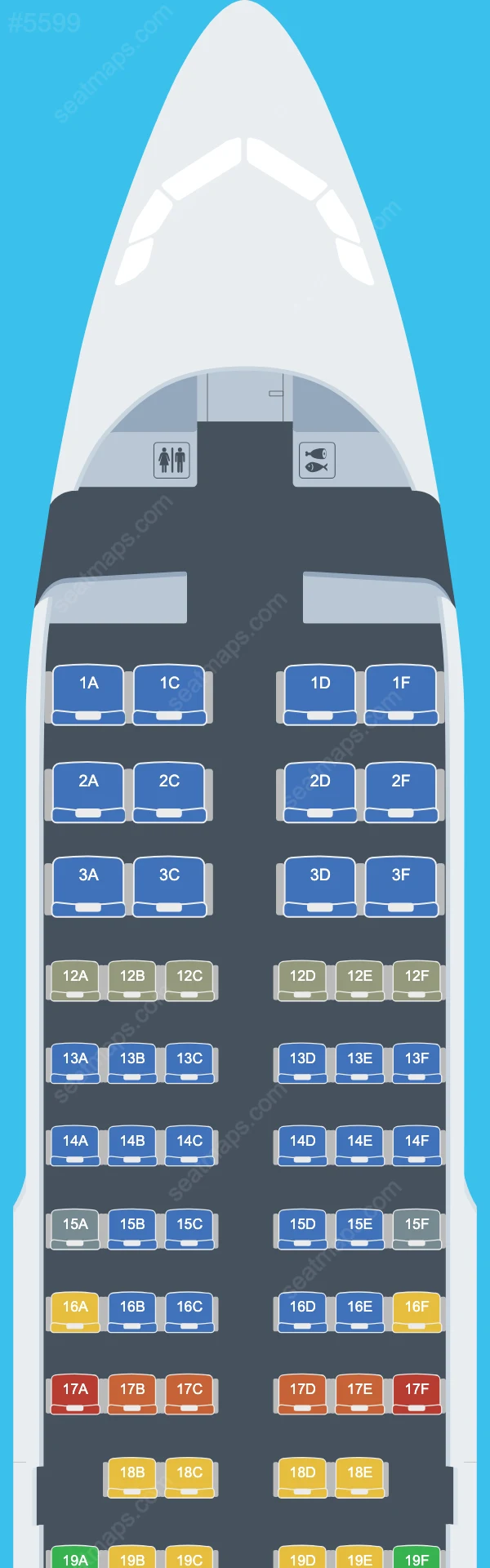 Схема салона Air Canada Rouge в самолете Airbus A319 A319-100