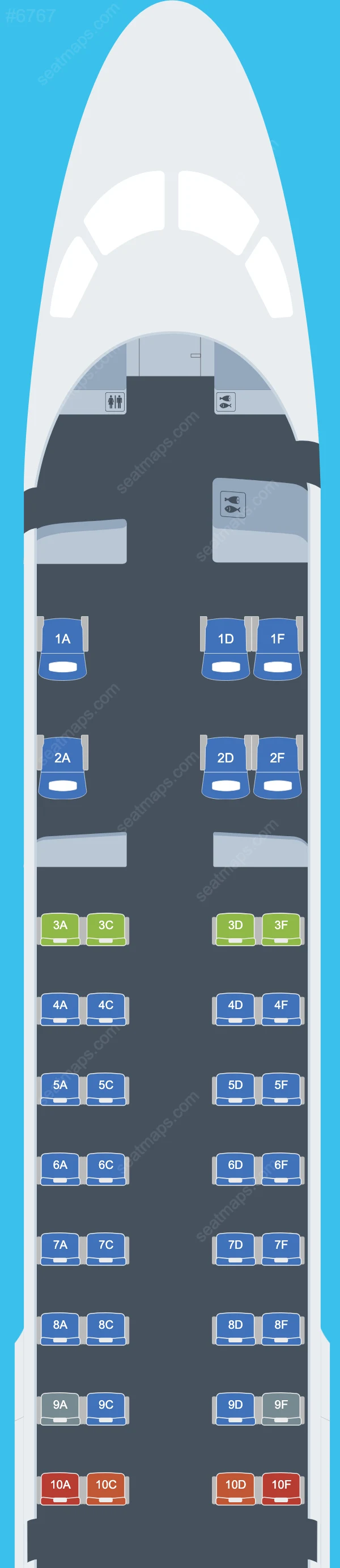 Airlink Embraer E190 seatmap mobile preview