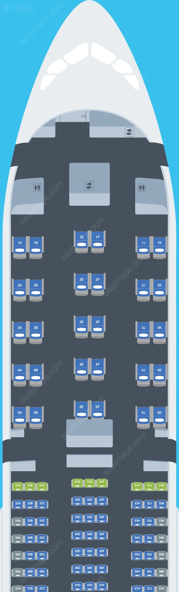 Схема салонов Thai Airways в самолетах Airbus A350-900 A350-900 V.3