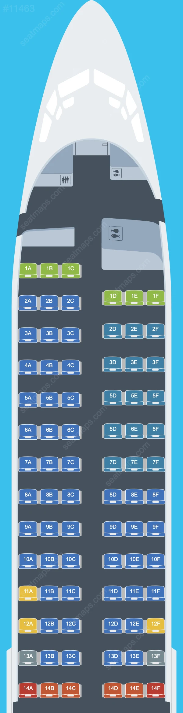 Plans des sièges de l'avion Boeing 737-800 de WestJet 737-800 V.2