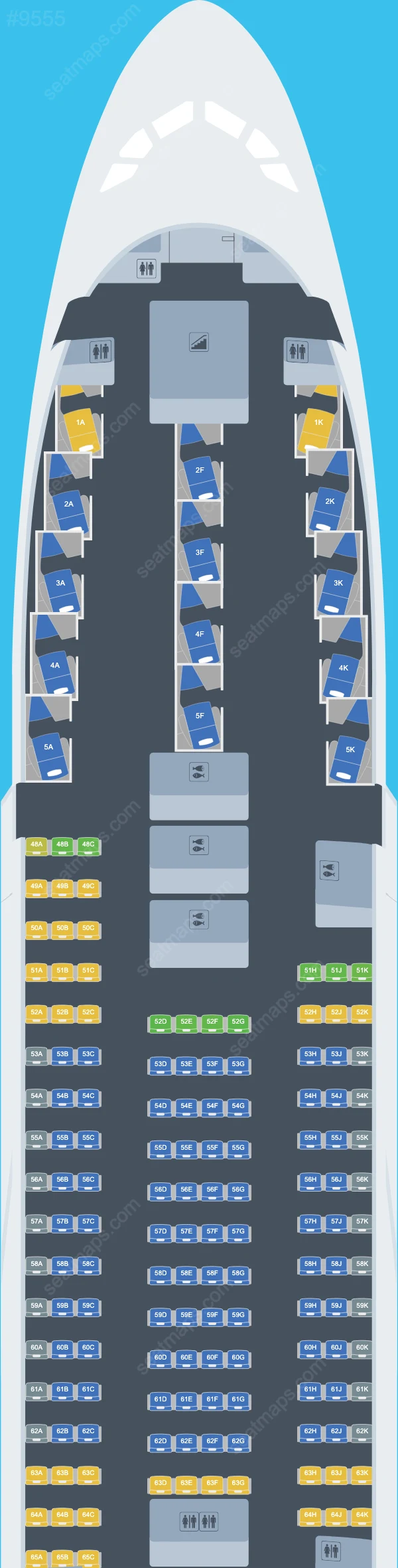 Qantas Airbus A380-800 V.1 seatmap mobile preview