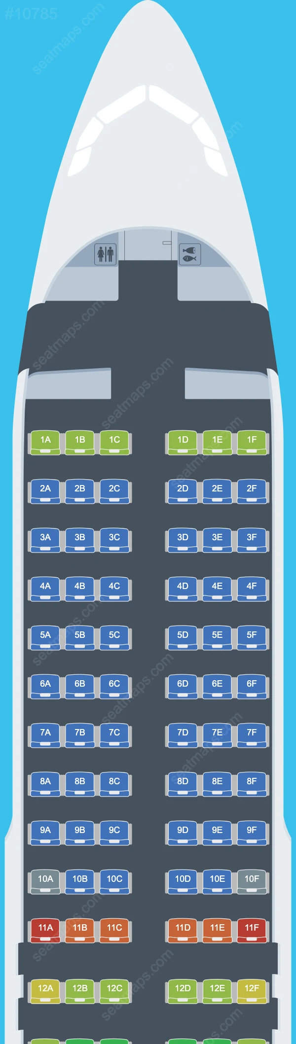 Схема салона Tus Airways в самолете Airbus A320 A320-200
