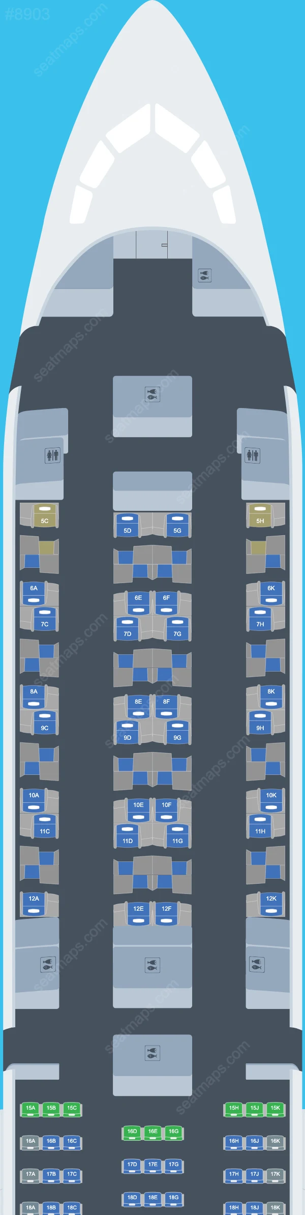 Схема салона Etihad Airways в самолете Boeing 787 787-10