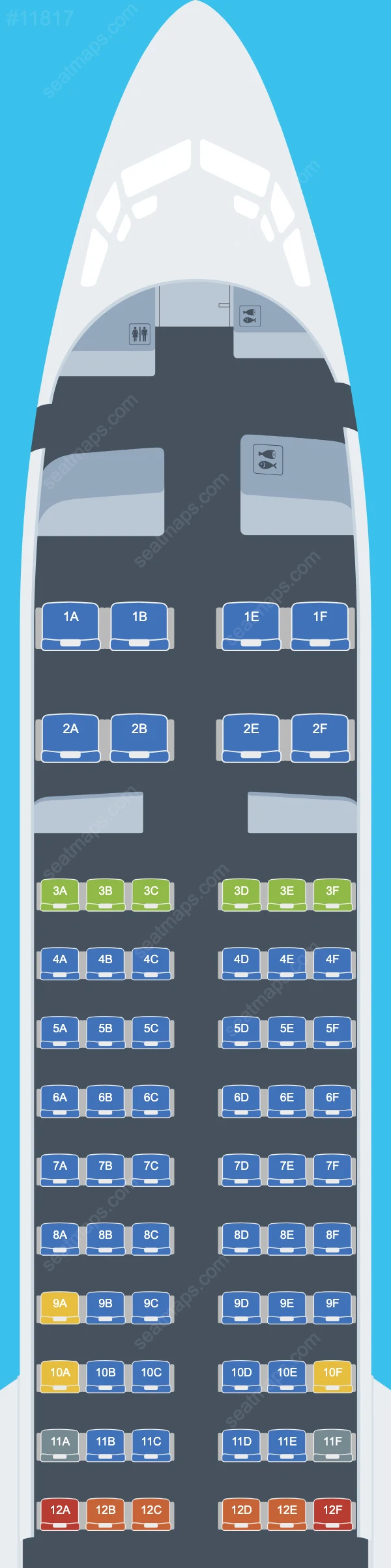 Plans des sièges de l'avion Boeing 737 MAX 8 de AJet 737 MAX 8 V.2