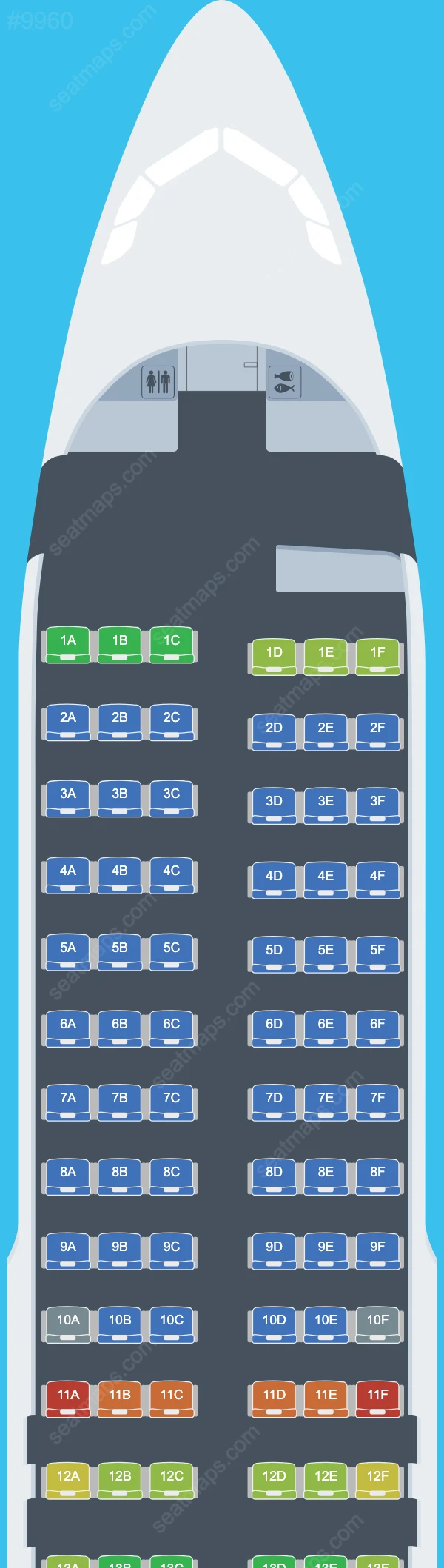 Схема салона Qantaslink в самолете Airbus A320 A320-200 V.1