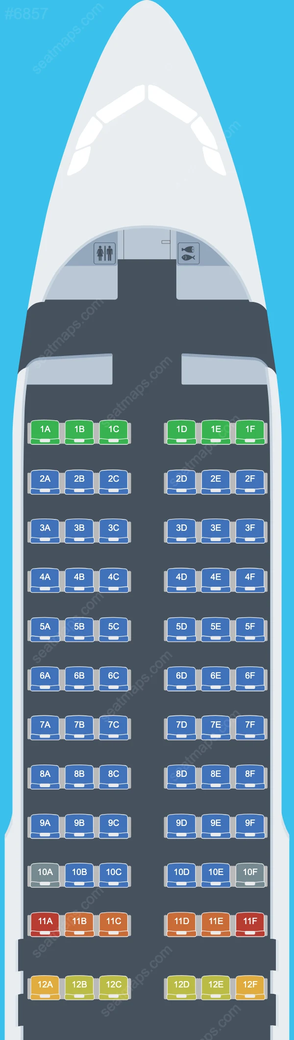 Chengdu Airlines Airbus A320-200 V.1 seatmap mobile preview