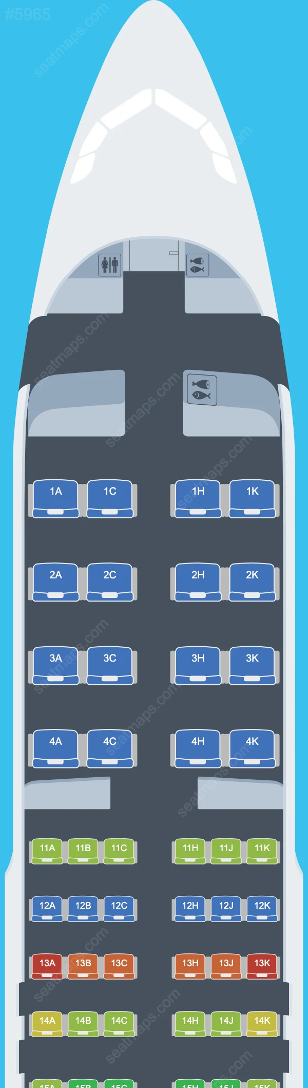 Схема салона Kuwait Airways в самолете Airbus A320 A320-200